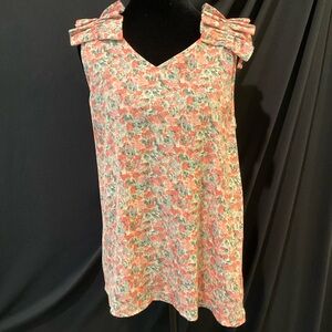 Entro Floral Tank Top - Coral and Mint